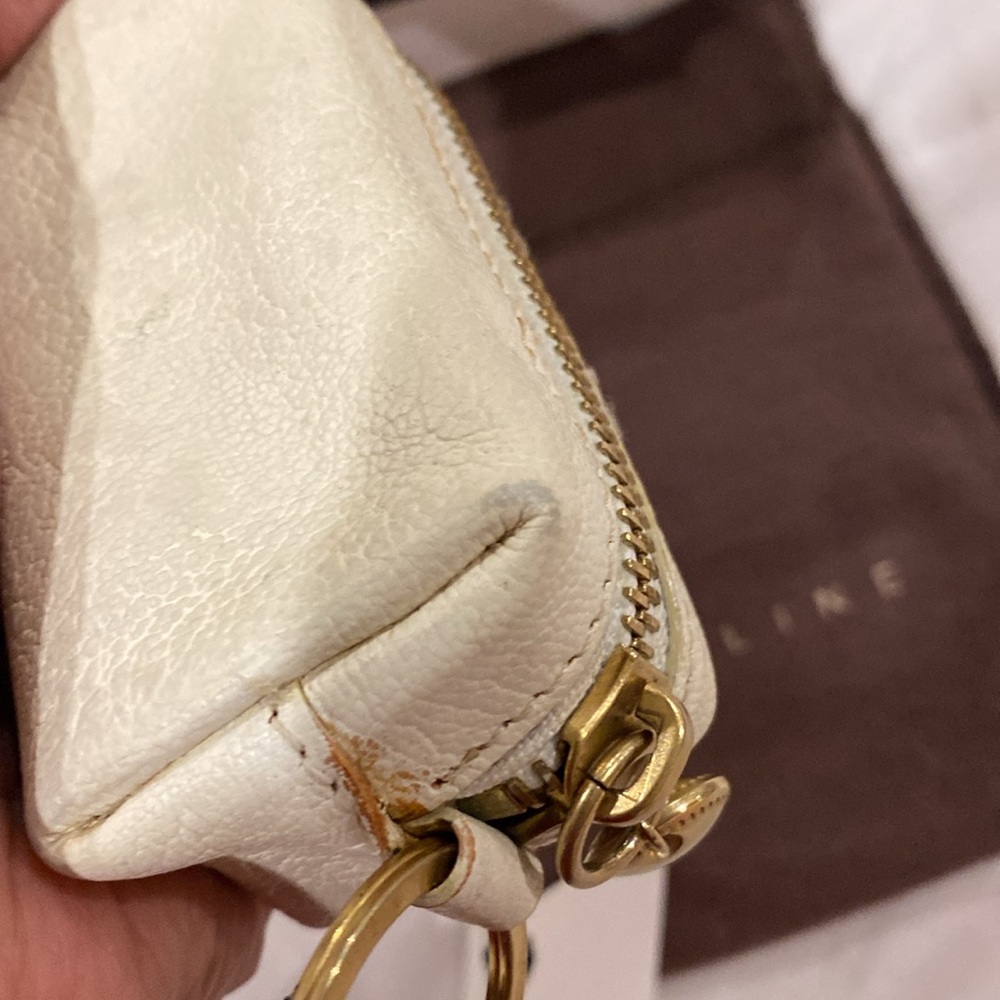 Celine Cream Leather Triomphe Logo Coin Pouch with Gold Hardware - Picture 8 of 10